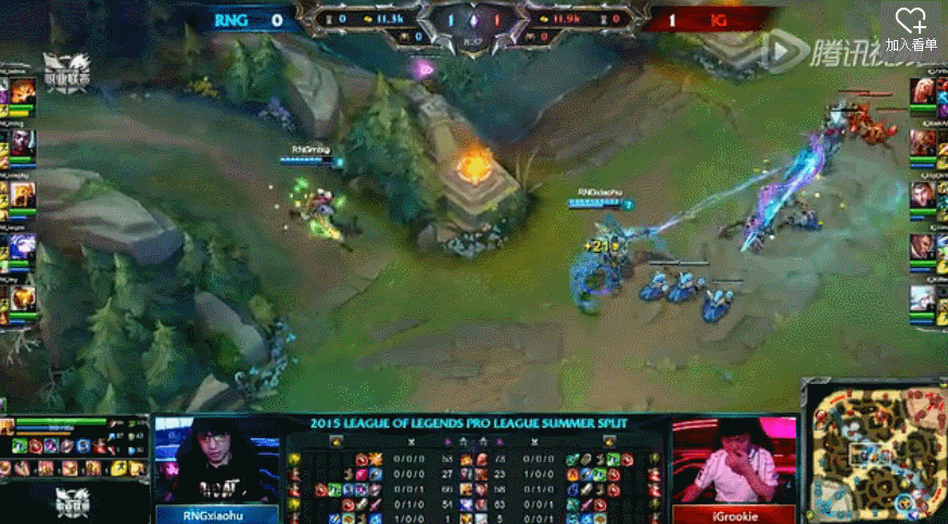 lpl高能gif:u神沙皇闪现大招收两人