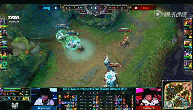 lpl高能gif:u神沙皇闪现大招收两人